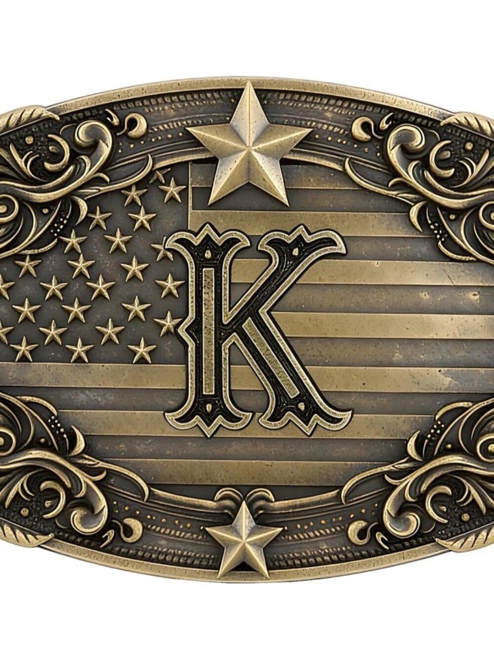 Men's K Vintage Western Rodeo Texas Cowboy Initial Letter Alloy Belt Buckles